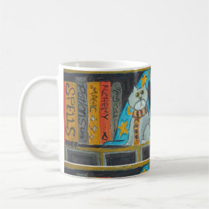 Magic Roligt Wizard Folk Art Cat Painting Kaffemugg
