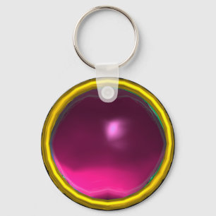 MAGIC ROSA FUCHSIA AMETHYST GEM STONE NYCKELRING