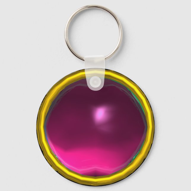 MAGIC ROSA FUCHSIA AMETHYST GEM STONE NYCKELRING (Framsida)