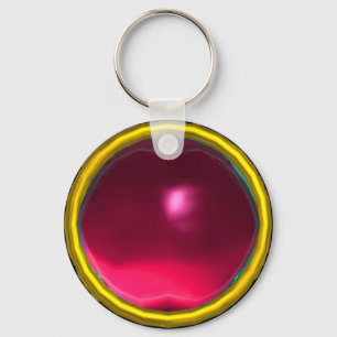 MAGIC ROSA FUCHSIA RUBY GEMSTONE NYCKELRING