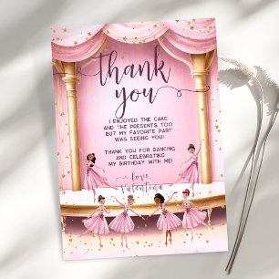 Magic Rosa & Guld Ballet Stage Ballerinas Party Tack Kort