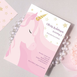 Magic Rosa Guld Unicorn Birthday Inbjudningar