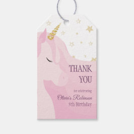 Magic Rosa Guld Unicorn Birthday Presentetikett