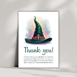 Magic Rosa Krona & Grönt Witch Hat Birthday Tack Kort