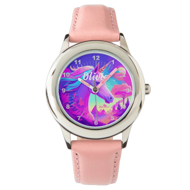 Magic Rosa Unicorn Armbandsur (Framsida)