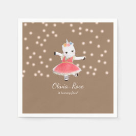 Magic Rosa Unicorn Ballerina Girl Birthday Pappersservett
