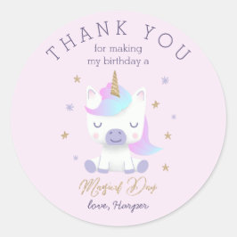 Magic Rosa Unicorn Birthday Favor Runt Klistermärke