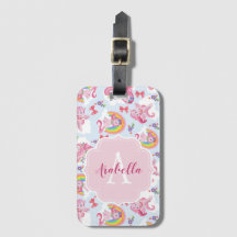 Magic Rosa Unicorn Girly Rainbow Monogram