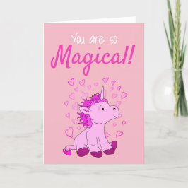 Magic Rosa Unicorn Hearts Valentine's day Card Helgkort