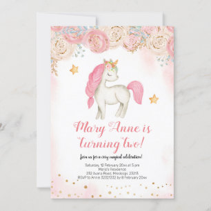 Magic rosa Unicorn-inbjudan Inbjudningar