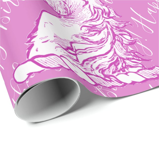 Magic Rosa Unicorn Mönster Anpassningsbar Birday T Presentpapper (Rullad Hörn)