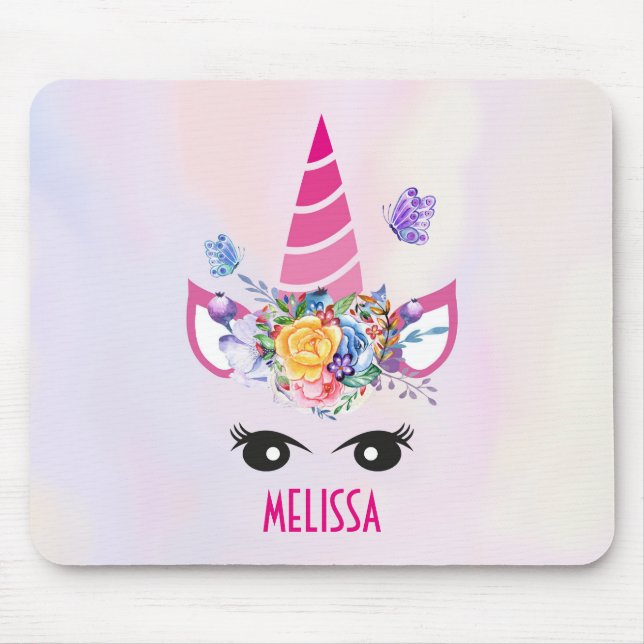 Magic Rosa Unicorn Personlig Musmatta (Framsidan)