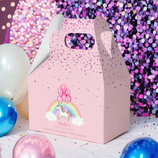 Magic Rosa Unicorn Rainbow Birthday Tack Presentaskar