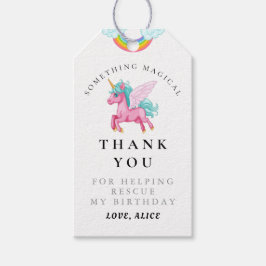 Magic Rosa Unicorn Rainbow Birthday Tack Presentetikett