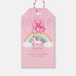 Magic Rosa Unicorn Rainbow Birthday Tack Presentetikett