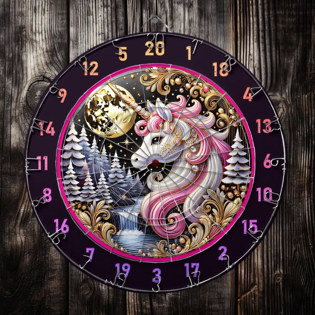 Magic Rosa Unicorn Stands i Moonlight Darttavla (Skapare uppladdad)