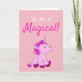 Magic Rosa Unicorn Valentine's day Card Helgkort
