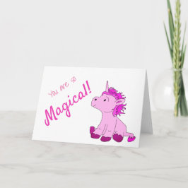Magic Rosa Unicorn Valentine's day Card Helgkort