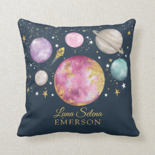 Magic Rymden Galaxy Måne Stars Girl Nursery Kudde