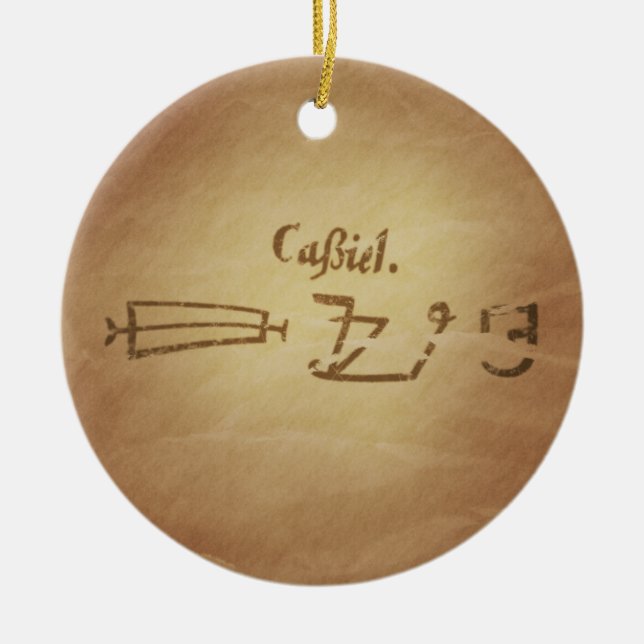 Magic Seal Angel Cassiel Protection Magic Charms Julgransprydnad Keramik (Framsidan)