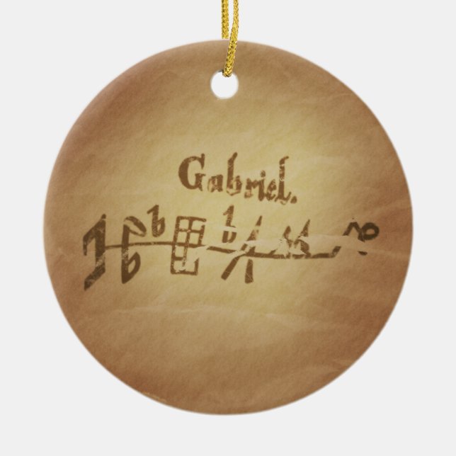 Magic Seal Angel Gabriel Protection Magic Charms Julgransprydnad Keramik (Framsidan)