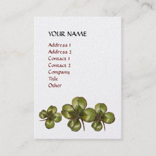 MAGIC SHAMROCKS IN LILA FUCHSIA GULD SPARKLES VISITKORT