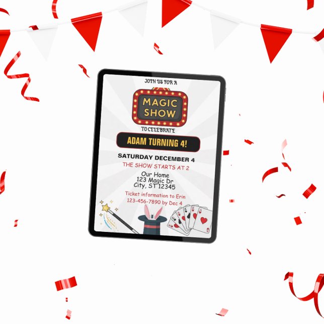 Magic Show-Födelsedagsfest Inbjudningar (Skapare uppladdad)