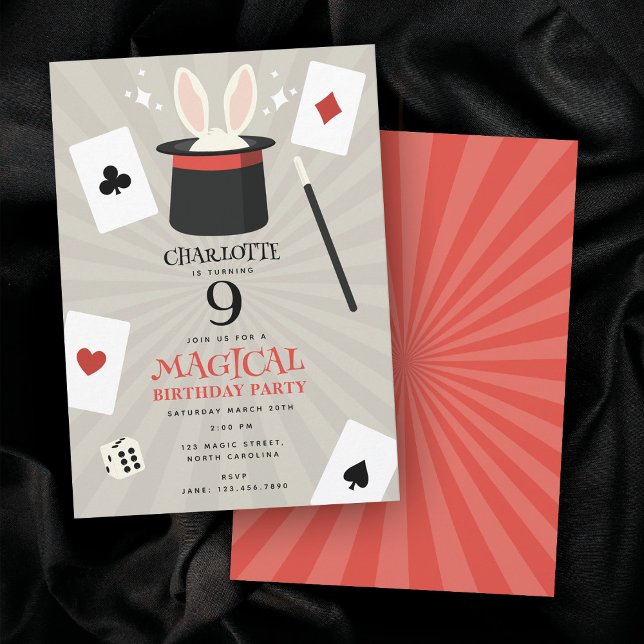 Magic Show Magician Barns födelsedag Party Inbjudningar (Magic Show Magician Kids Birthday Party Invitation)