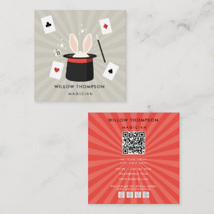 Magic Show Magician Illusion QR Code Social Media Fyrkantigt Visitkort