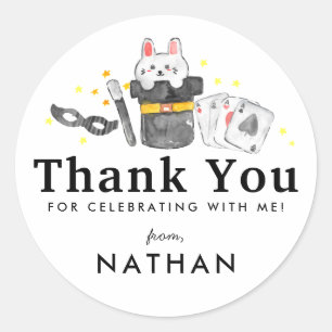 Magic Show Tack Birthday Sticker Runt Klistermärke