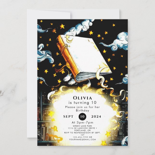 Magic Simple Children's Storybook Birthday Inbjudningar (Framsida)