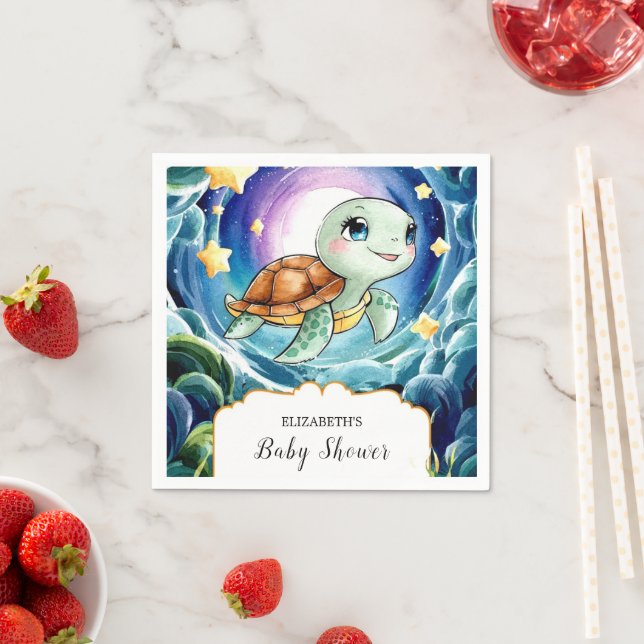Magic Simple Sea Turtle Baby Shower Pappersservett (Insitu)
