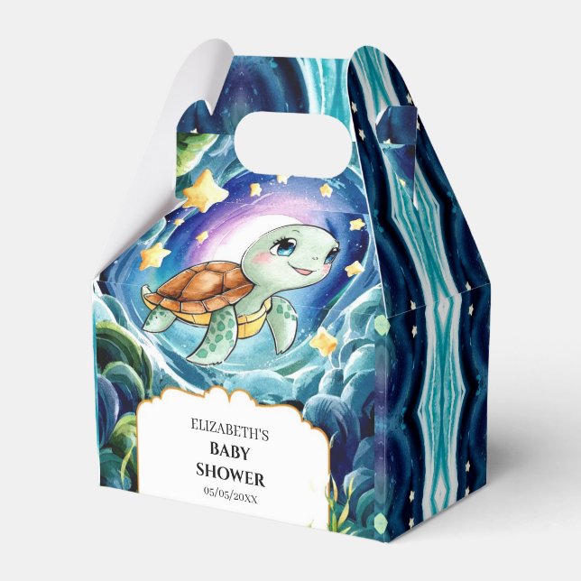 Magic Simple Sea Turtle Baby Shower Presentaskar (Framsidan Sidan)