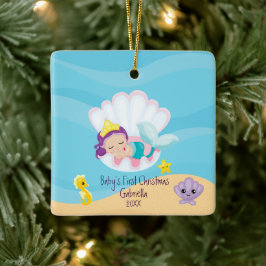 Magic Sjöjungfru Baby Första jul Julgransprydnad Keramik