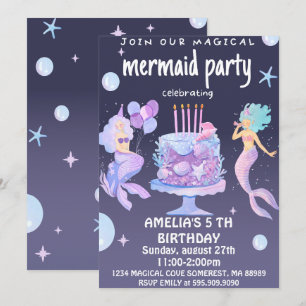 Magic Sjöjungfru Birthday Inbjudningar