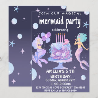 Magic Sjöjungfru Birthday Inbjudningar