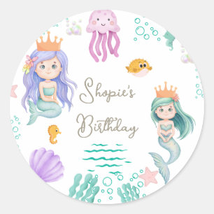 Magic Sjöjungfru Birthday Runt Klistermärke