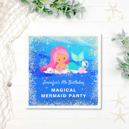 Magic Sjöjungfru Ocean Birthday Papper Napkins Pappersservett