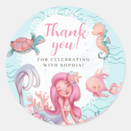 Magic Sjöjungfru Party Birthday Runt Klistermärke