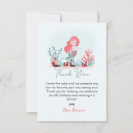 Magic Sjöjungfru Princess Födelsedagsfest Tack Kort