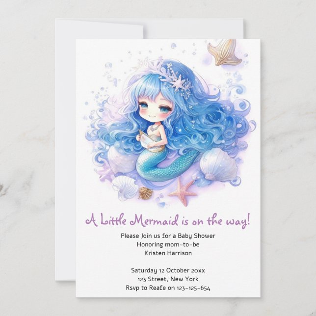 Magic Sjöjungfru Sea Princess Baby Shower Inbjudningar (Framsida)