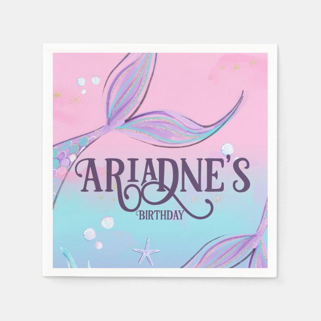 Magic Sjöjungfru Svan Party Napkins Pappersservett (Framsidan)