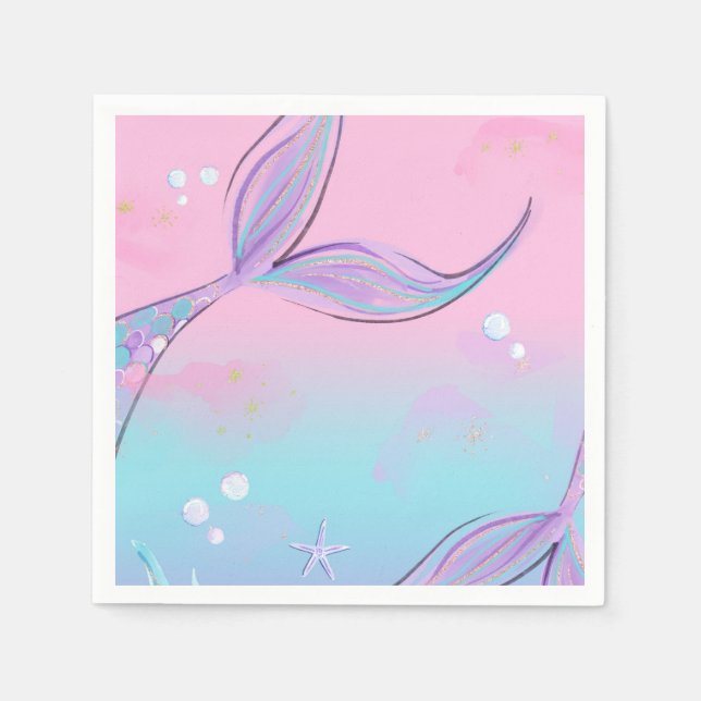 Magic Sjöjungfru Svan Party Napkins Pappersservett (Framsidan)