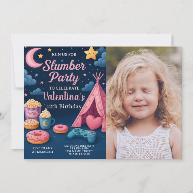 Magic Sleepover Birthday-inbjudan Inbjudningar (Framsida)