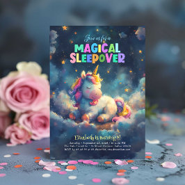 Magic Sleepover Unicorn Slumber Party Birthday Inbjudningar
