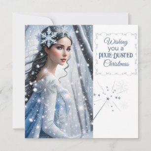 Magic Snö Fairy jul Flat Helgdag Card Julkort