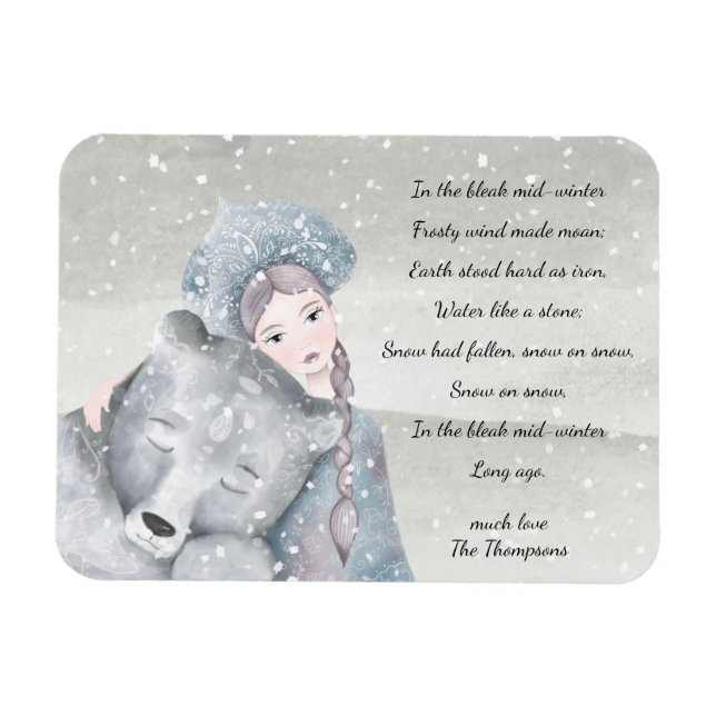 Magic Snö Princess Bear Bleak Midvinter Helgdag Magnet (Horisontell)