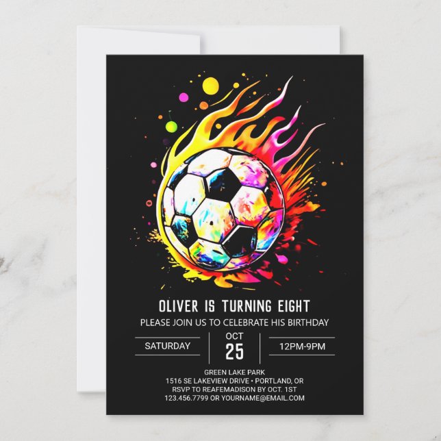 Magic Soccer Kids Editable Birthday Inbjudningar (Framsida)