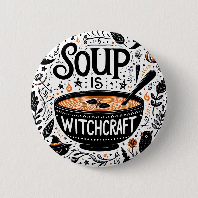 Magic Soppa Badge - Kitchen Witch Knapp (Framsida)