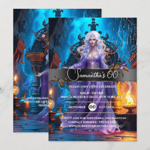 Magic sorceress Halloween häxfödelsedagsfest Inbjudningar
